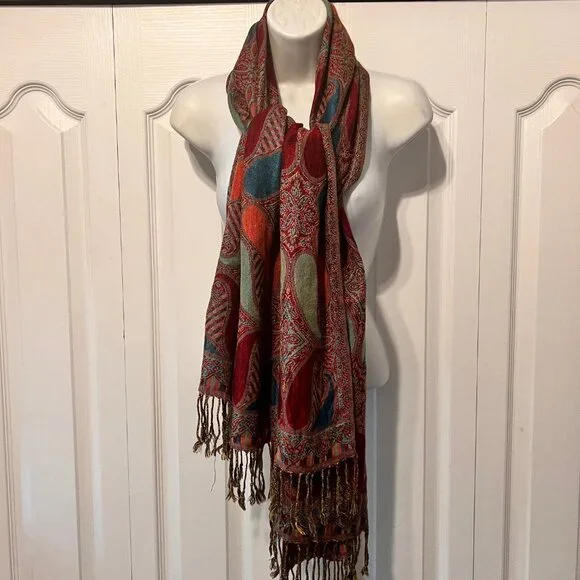 Pashmina Cashmere Scarf-Beautiful Bright Colors-27" x 86"- Warm/Cozy-Versatile - Picture 8 of 16